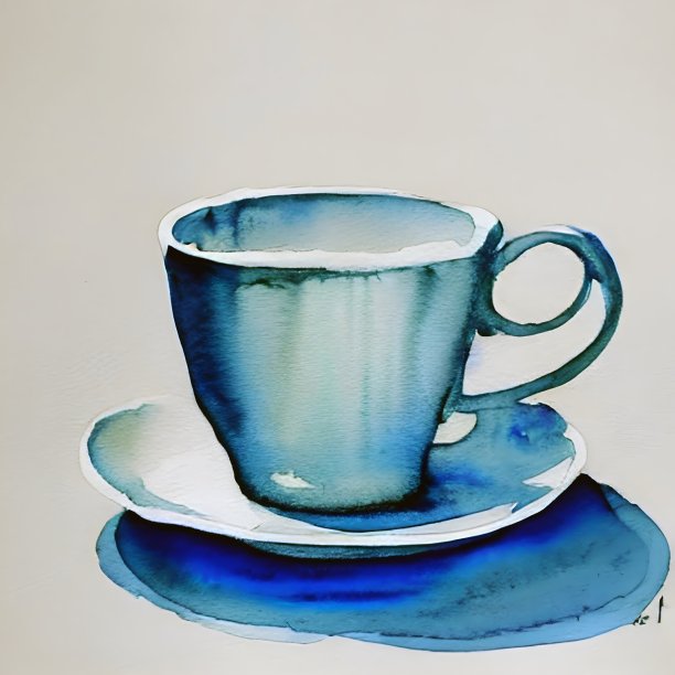 水彩茶杯素描孤立，手绘咖啡图片下载