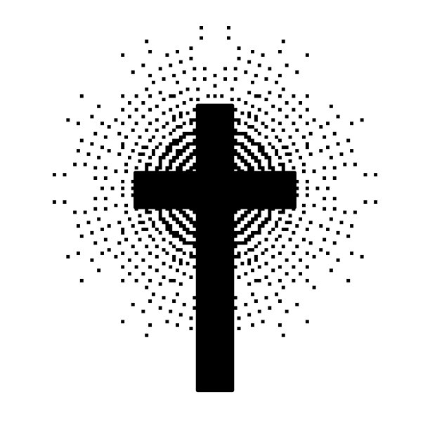 基督教十字架与抽象的点太阳射线。基督教十字架图标。矢量插图。图片下载