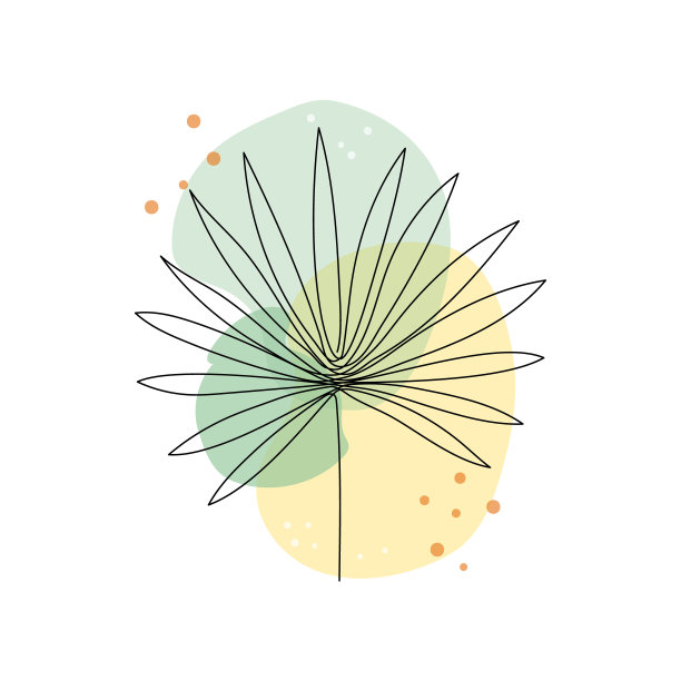 线条艺术热带棕榈叶。最小连续线叶叶绘图插图。热带现代植物抽象设计背景。图片下载