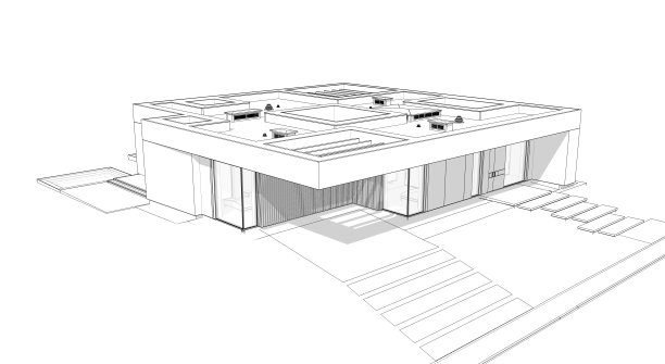 现代风格的黑色线条在白色背景上的新混凝土房子的3d渲染图片下载
