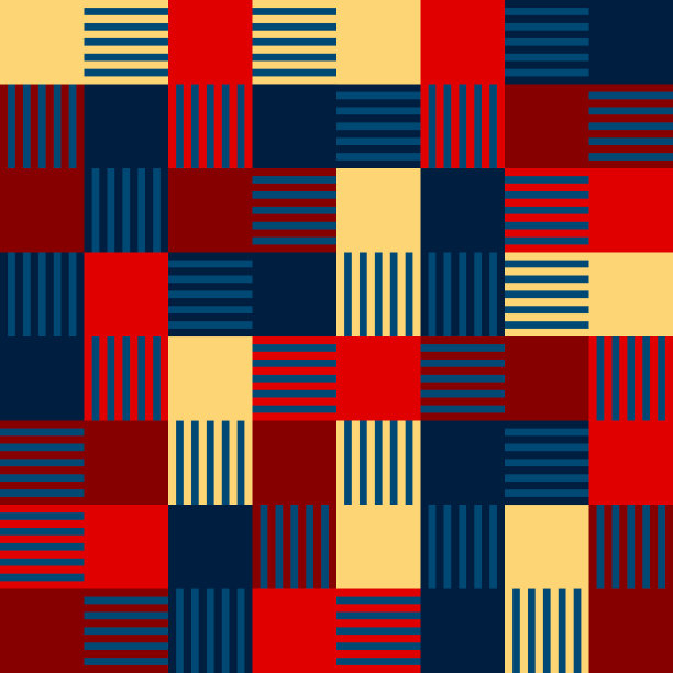 现代矢量抽象无缝几何图案与马赛克的方块和条纹方块。明亮的颜色简单的形状马赛克背景。图片下载