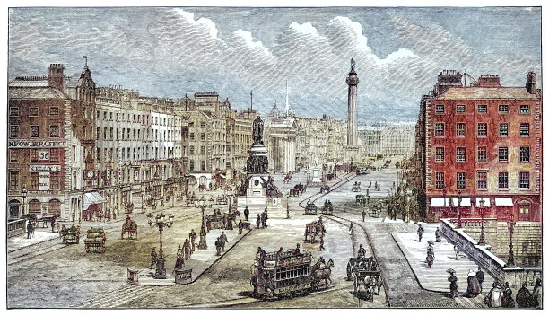 都柏林的萨克维尔街有有轨电车图片下载