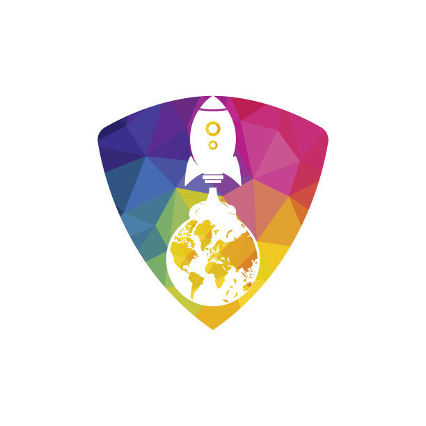 地球火箭矢量符号设计模板。快速连接符号概念。图片下载