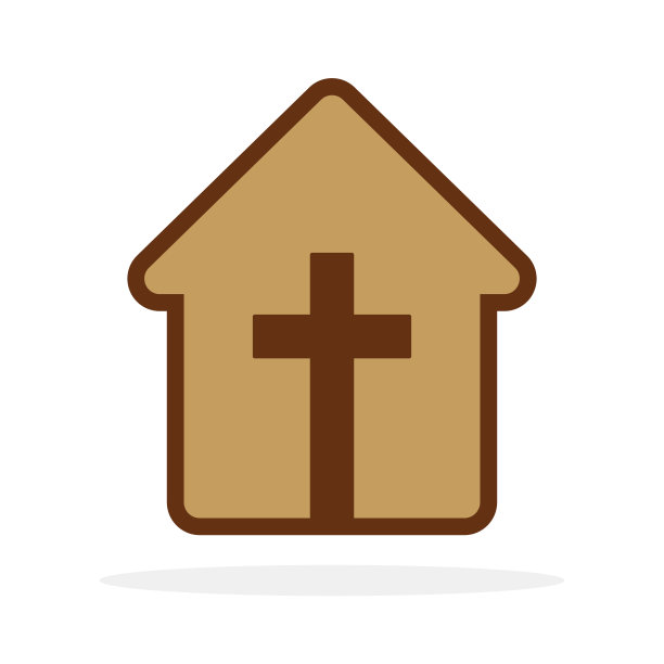 教堂的图标。带有基督教十字架符号的房子图标。矢量插图。图片下载