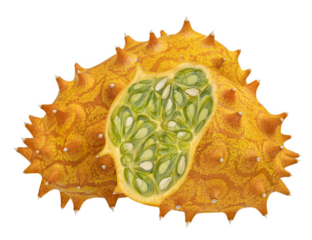 Kiwano孤立的白色背景与剪辑路径图片下载