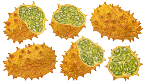 Kiwano隔离在白色背景上的剪辑路径，收集图片下载