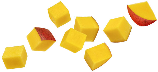 芒果方块孤立在白色背景上图片下载