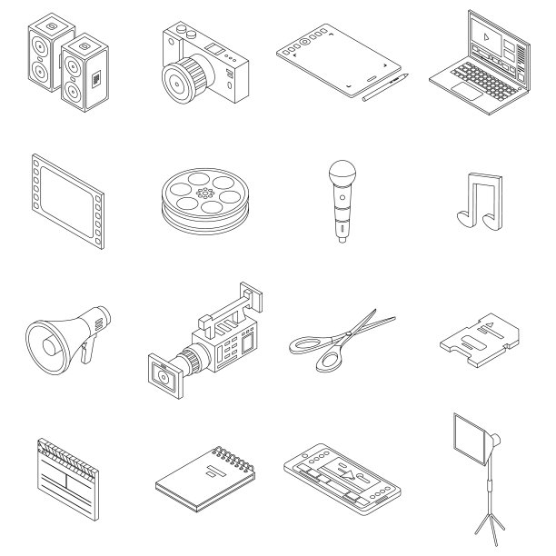 视频编辑图标设置等距样式图片下载