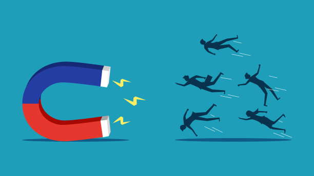 大磁铁吸引商务人士。吸引游客或投资者图片下载