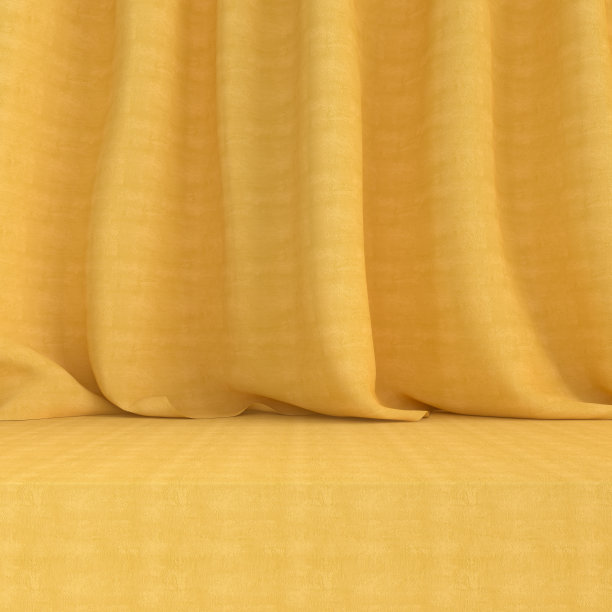 三维渲染的几何形状的室内，地板上的讲台，窗帘。产品展示平台，模拟背景。图片下载