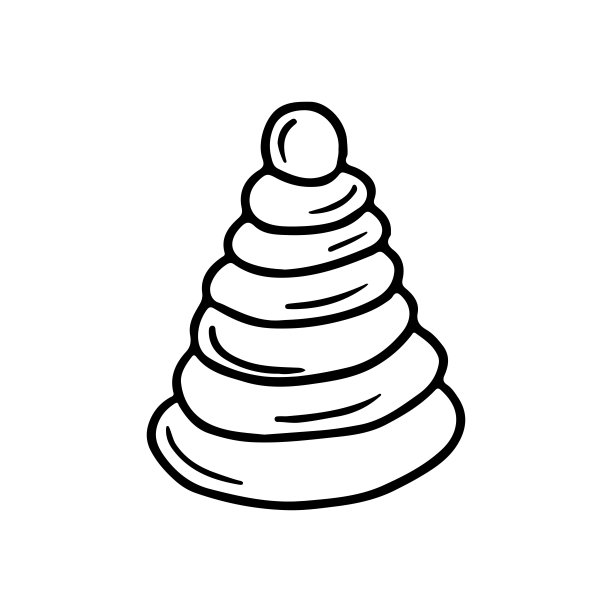 金字塔玩具手绘涂鸦风格。白色背景上的矢量插图。图片下载