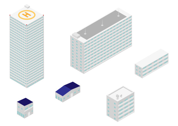 各种等距住宅建筑插画集图片下载