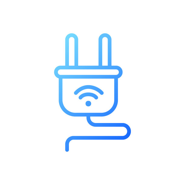 智能插头像素完美梯度线性矢量图标图片下载