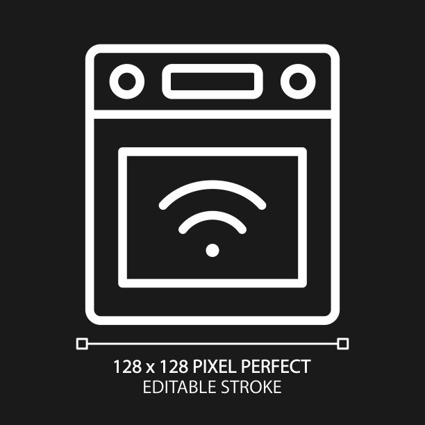 智能炉灶像素完美的白色线性图标为黑暗主题图片下载