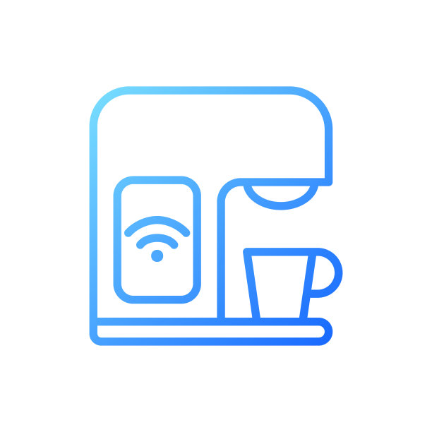 智能咖啡机像素完美梯度线性矢量图标图片下载