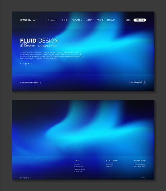 网站登陆页设计模板模糊背景与空白和清洁的概念图片下载