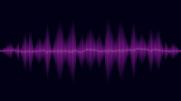 摘要紫光声波。数字音乐波均衡器。音频波形。技术的概念。矢量图图片下载