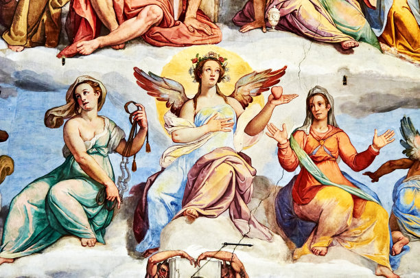 这幅意大利佛罗伦萨大教堂圆顶壁画由乔治·瓦萨里绘制图片下载