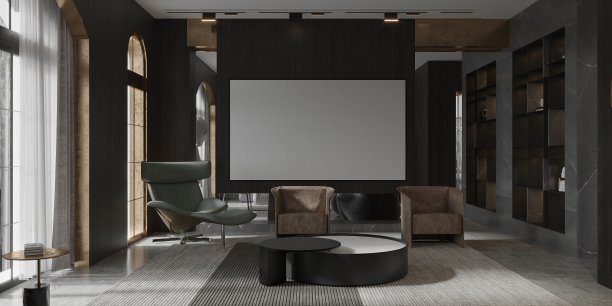 İsolated tv screen in the luxury room for mockup图片下载