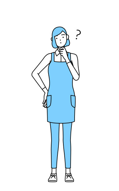 一个围着围裙问问题的女人。图片下载