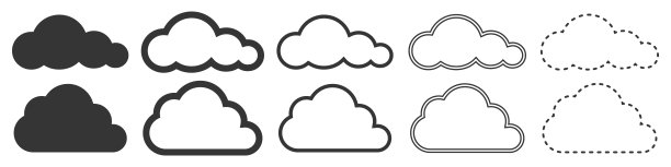 云矢量图标。云符号集图片下载