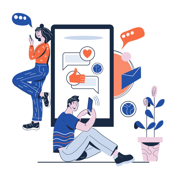 交流，对话，在线论坛上的对话和互联网聊天的概念。矢量插图。图片下载