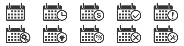 日历矢量图标。日历符号集图片下载