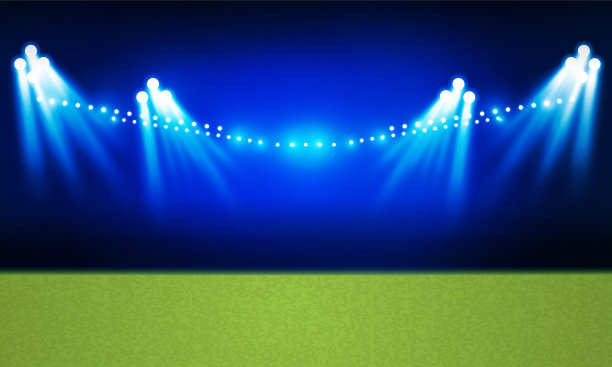 足球场上采用明亮的球场灯光矢量设计图片下载