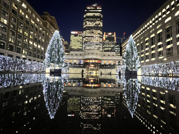 金丝雀码头圣诞喷泉图片下载