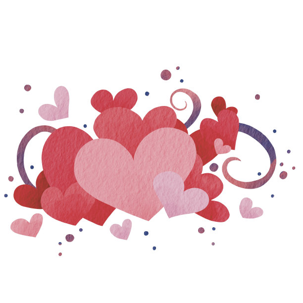 心形和丝带横幅插图装饰婚礼和情人节。图片下载