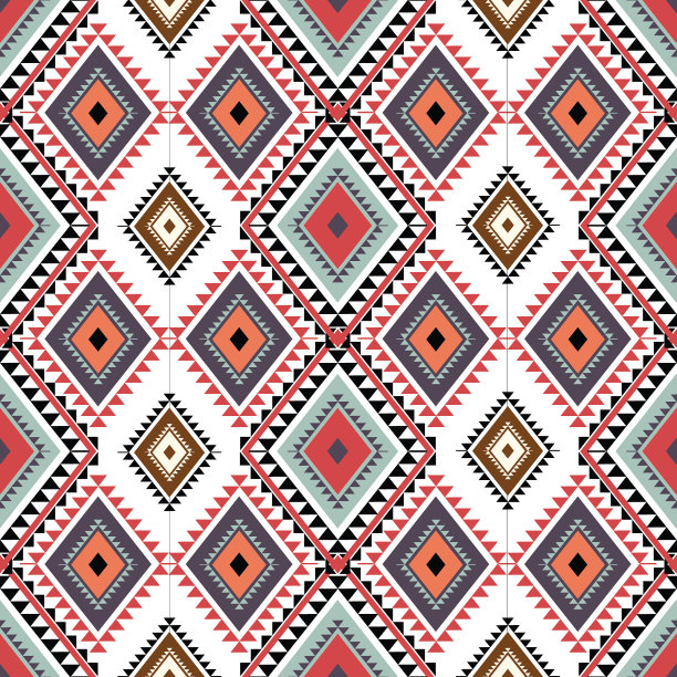 抽象民族几何图案向量。本土非洲裔美国人墨西哥阿兹特克母题和波西米亚图案向量元素。设计为背景，壁纸，印刷，包装，瓷砖。矢量阿兹特克母题图片下载