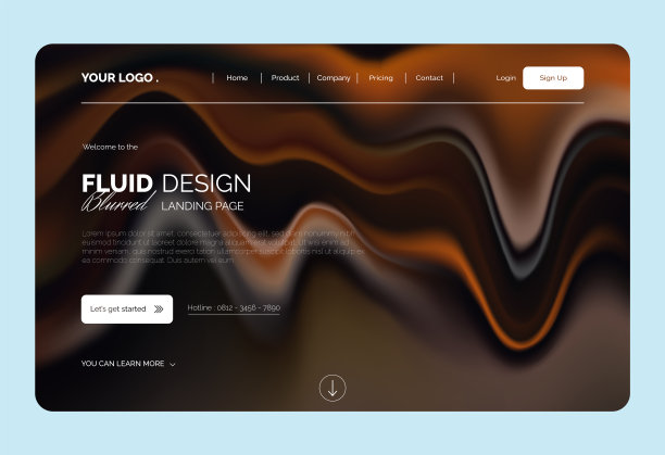 网站登陆页设计模板模糊背景与空白和清洁的概念图片下载