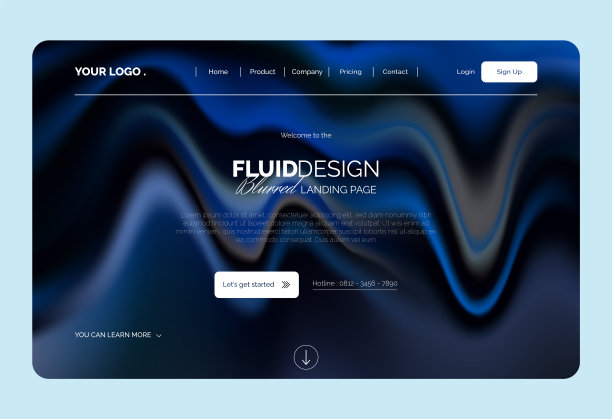 网站登陆页设计模板模糊背景与空白和清洁的概念图片下载