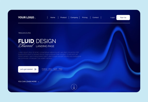网站登陆页设计模板模糊背景与空白和清洁的概念图片下载