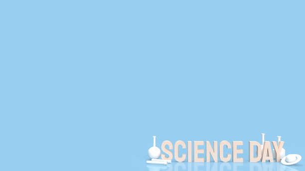 文字科学日假期概念3d渲染图片下载