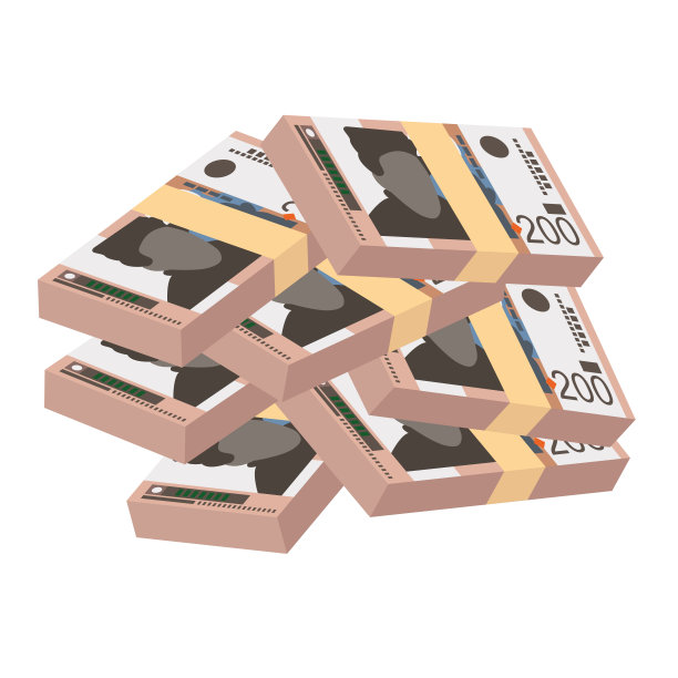 塞尔维亚第纳尔矢量插图。塞尔维亚、科索沃货币套装捆绑钞票。纸币200 RSD。平的风格。孤立在白色背景上。简单的最小设计。图片下载