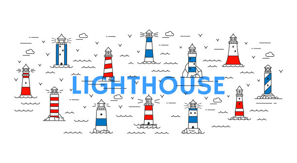线海灯塔和灯塔的背景图片下载
