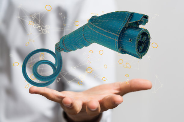 人提出一个三维渲染泵与充电电缆图片下载