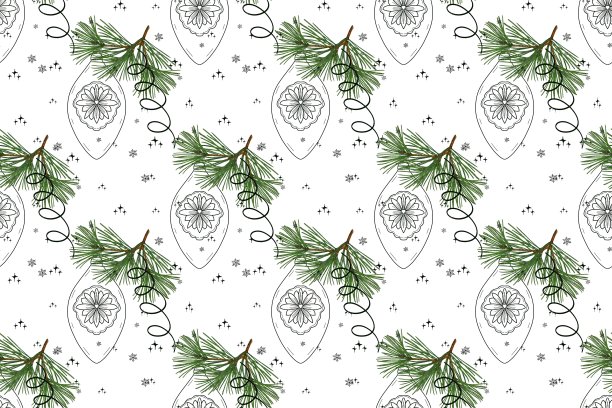 花卉无缝模式。花卉圣诞背景纺织品，壁纸和包装纸。水彩插图图片下载