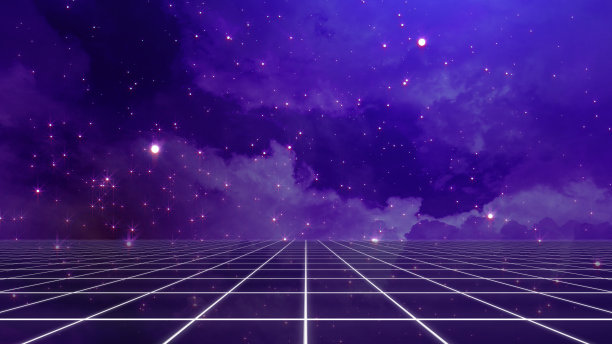 80 -90年代的未来网格景观。图片下载