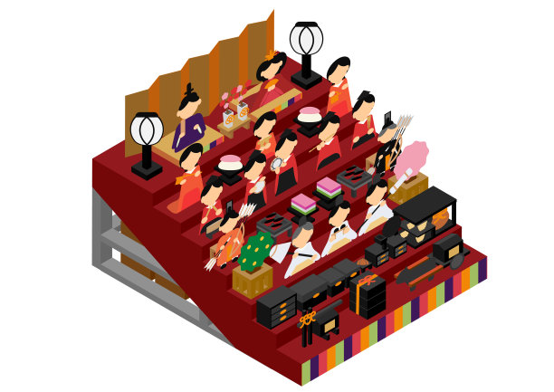 插图的七层装饰等距中国娃娃图片下载