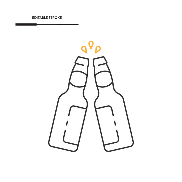 欢呼声和啤酒瓶图标矢量设计。图片下载