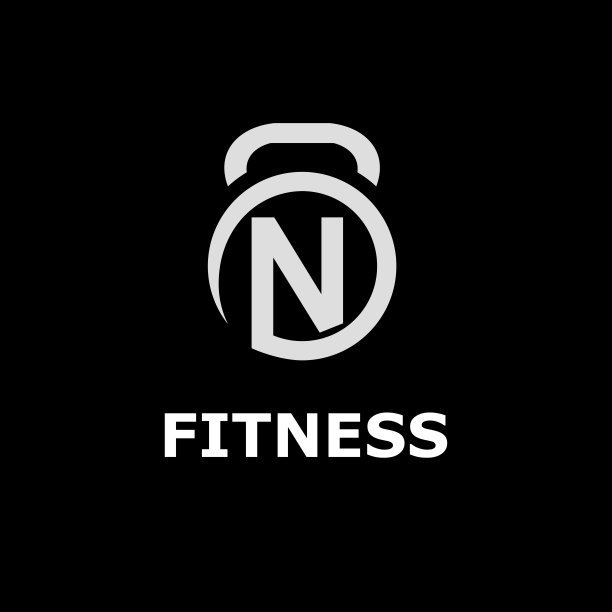 现代字母组合健身健身房标志创意模板壶铃和首字母N图片下载
