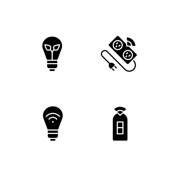 家庭照明黑色字形图标设置在白色空间图片下载