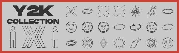 复古未来元素的设计。抽象图形几何符号的大集合。图形装饰元素。图片下载