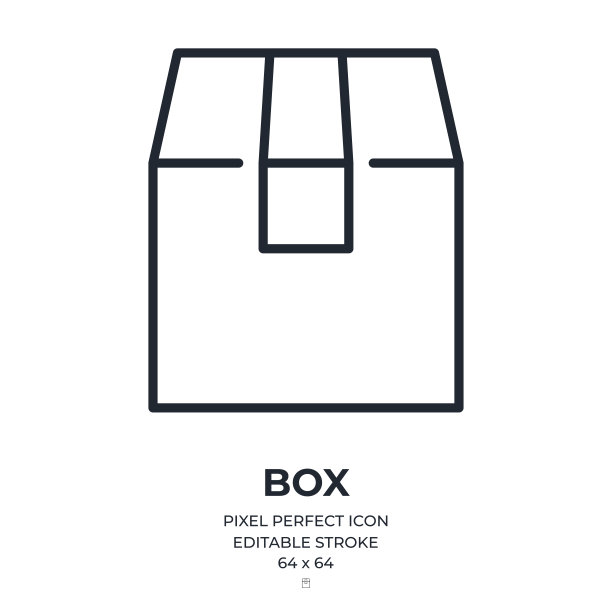 纸箱，移动，运输，交付，进口和物流概念可编辑笔画轮廓图标孤立在白色背景平面矢量插图。像素完美。64 x 64。图片下载