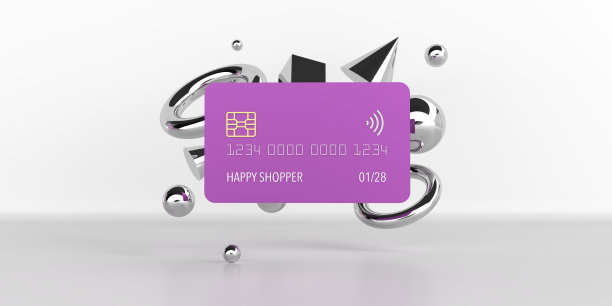 紫色奢华快乐购物信用卡。图片下载