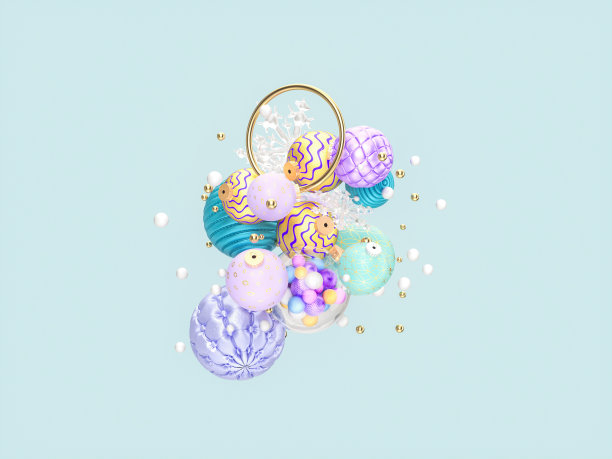 抽象三维艺术与冬季圣诞装饰装饰。图片下载