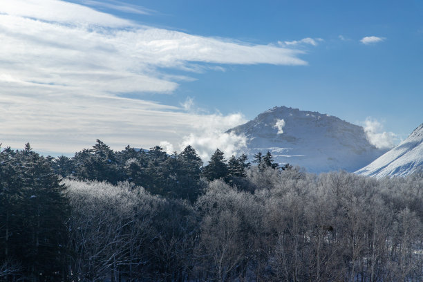 北海道硫磺山冬季风光。图片下载