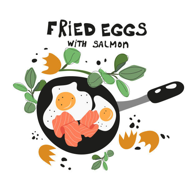 三文鱼煎蛋。图片下载